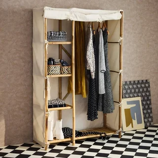 Armoire bambou 3 niveaux Fidji rangement salle de bain chambre