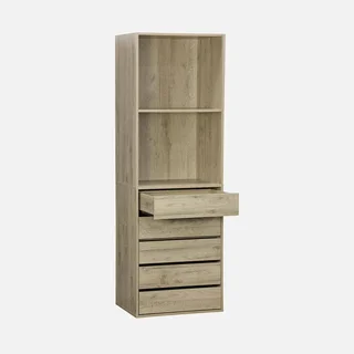 Armadio in legno 5 cassetti 2 ripiani guardaroba Modulo naturale