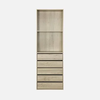 Armadio in legno 5 cassetti 2 ripiani guardaroba Modulo naturale