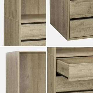 Armadio in legno 5 cassetti 2 ripiani guardaroba Modulo naturale