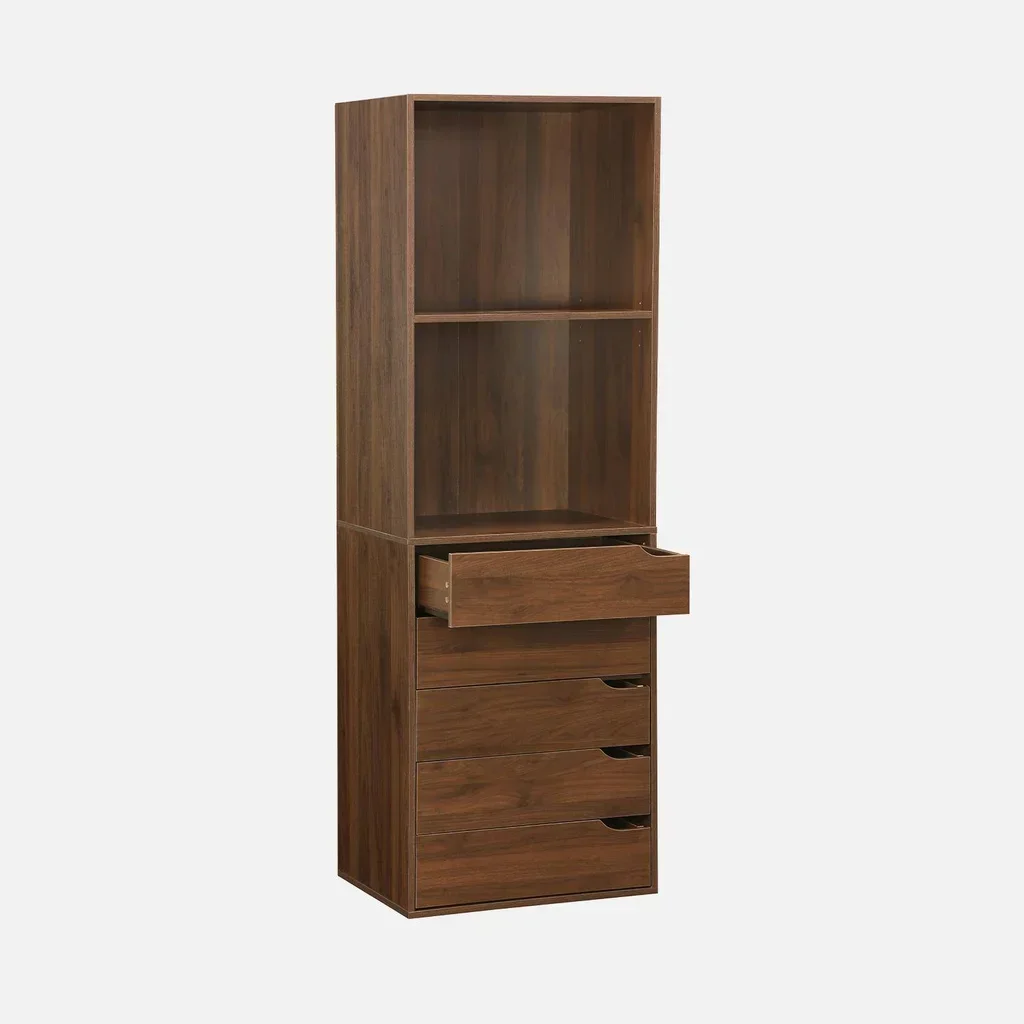 Armadio legno 5 cassetti doppia mensola guardaroba Modulo