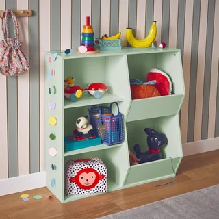 Armoire rangement enfant bois 3 étagères 2 compartiments Tobias