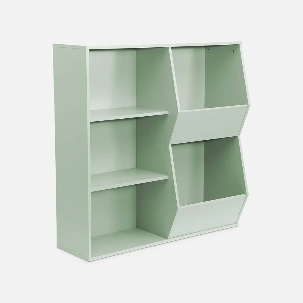 Armoire rangement enfant bois 3 étagères 2 compartiments Tobias