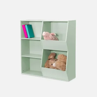 Armoire rangement enfant bois 3 étagères 2 compartiments Tobias
