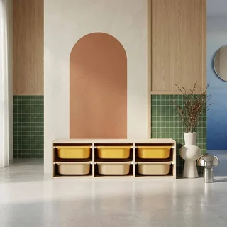 Armoire rangement enfant 6 casiers colorés plastique amovible