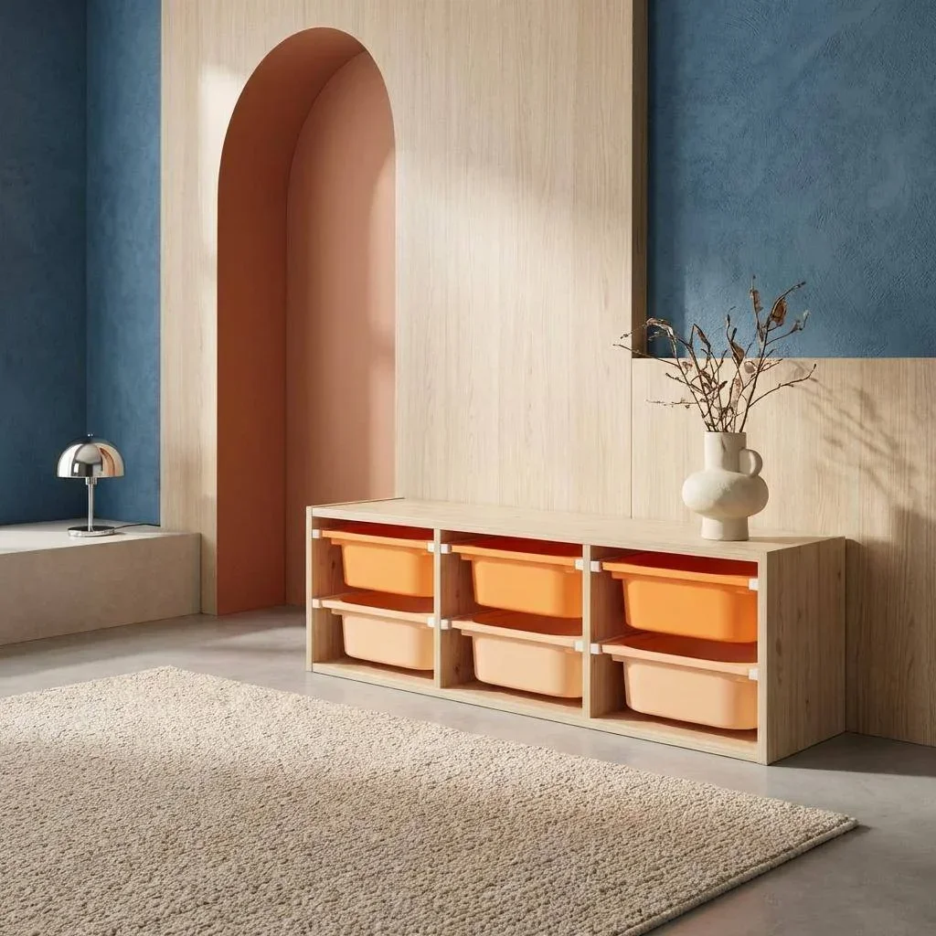 Armoire rangement enfant 6 casiers colorés amovibles