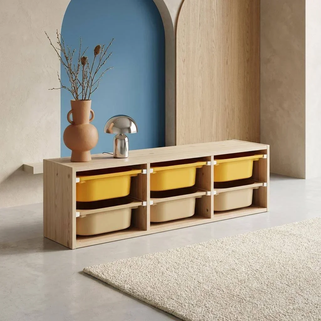 Armoire rangement enfant 6 casiers colorés plastique amovible