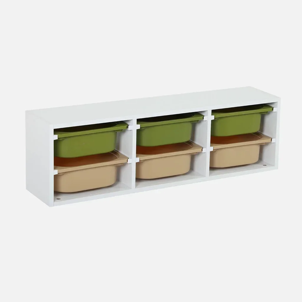 Armoire rangement enfant 6 casiers colorés transparents