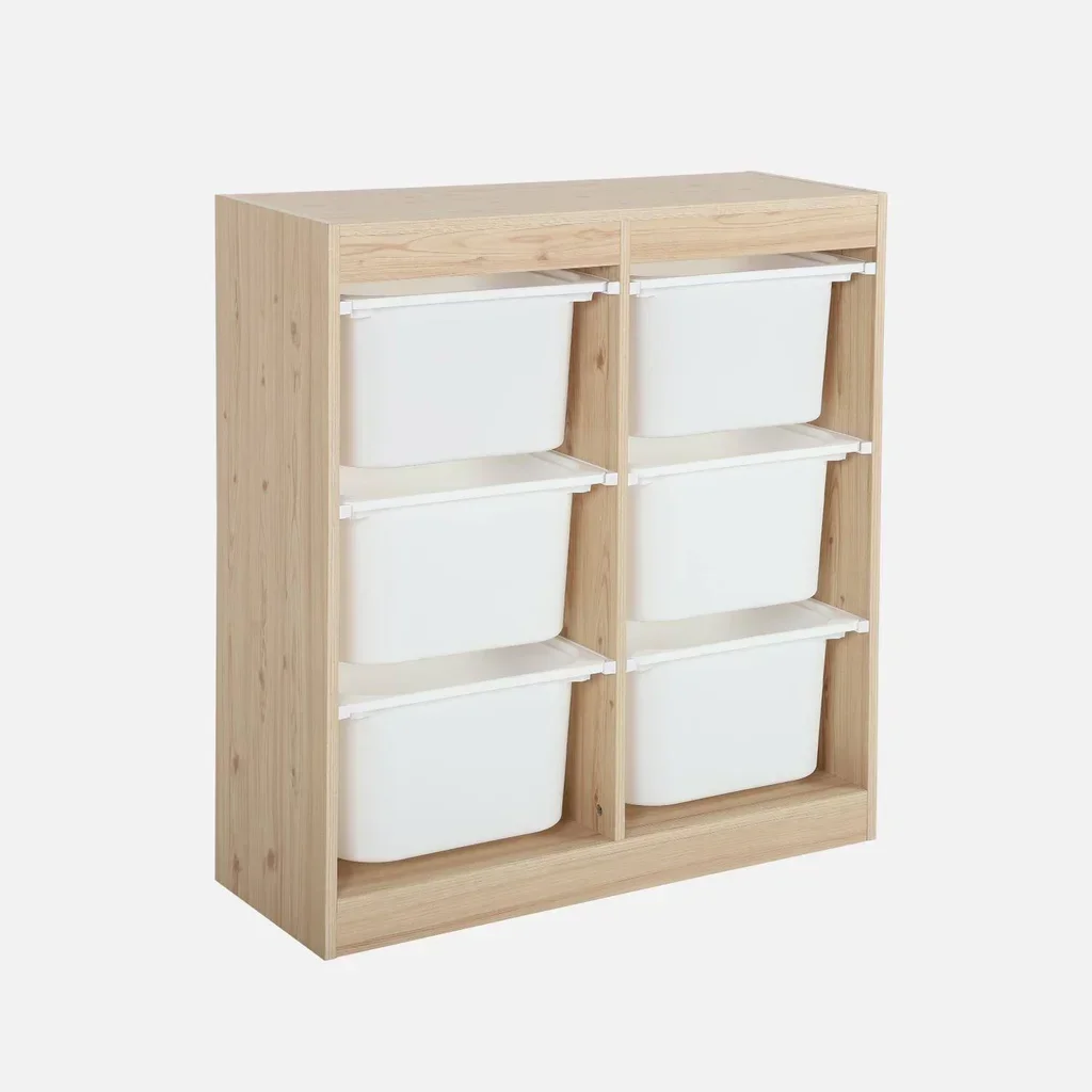 Armoire rangement enfant 6 bacs plastique amovibles jouets livres