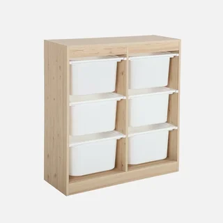 Armoire rangement enfant 6 bacs plastique amovibles jouets livres