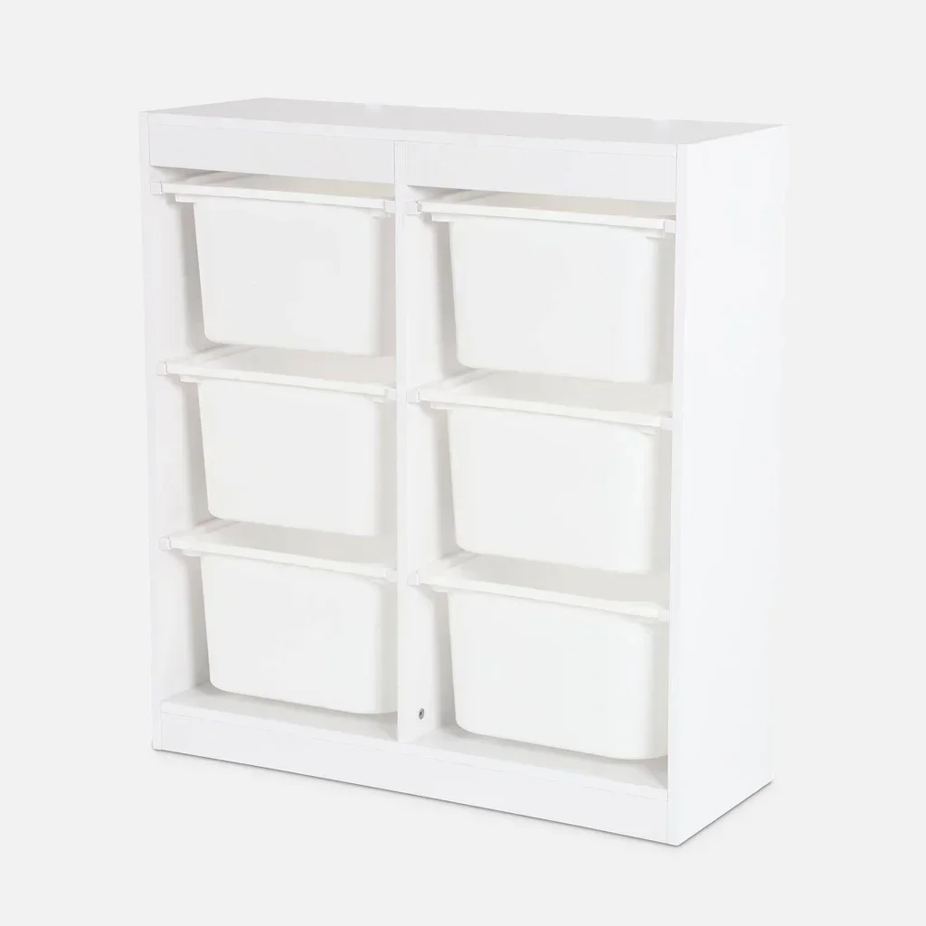 Armoire rangement enfant 6 casiers bacs plastique amovibles jouets