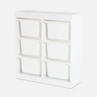 Armoire rangement enfant 6 casiers bacs plastique amovibles jouets