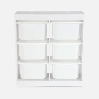 Armoire rangement enfant 6 casiers bacs plastique amovibles jouets