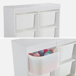 Armoire rangement enfant 6 casiers bacs plastique amovibles jouets