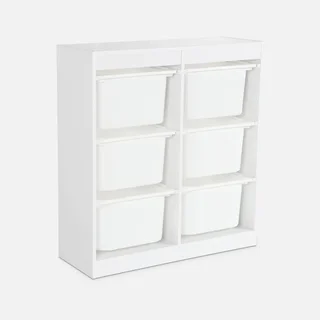 Armoire rangement enfant 6 casiers bacs plastique amovibles jouets