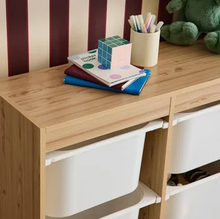 Armoire rangement enfant 6 bacs plastique amovibles jouets livres