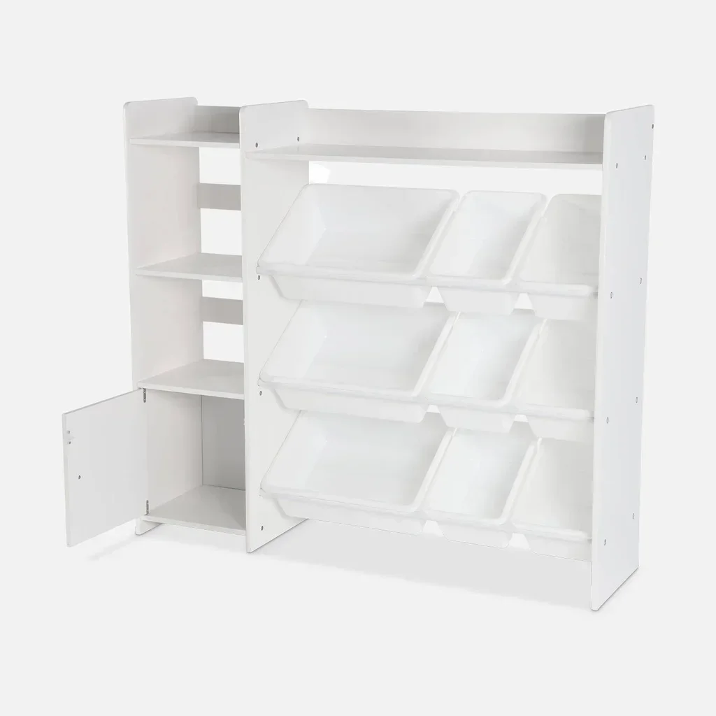Armoire rangement enfant 9 bacs 4 étagères porte