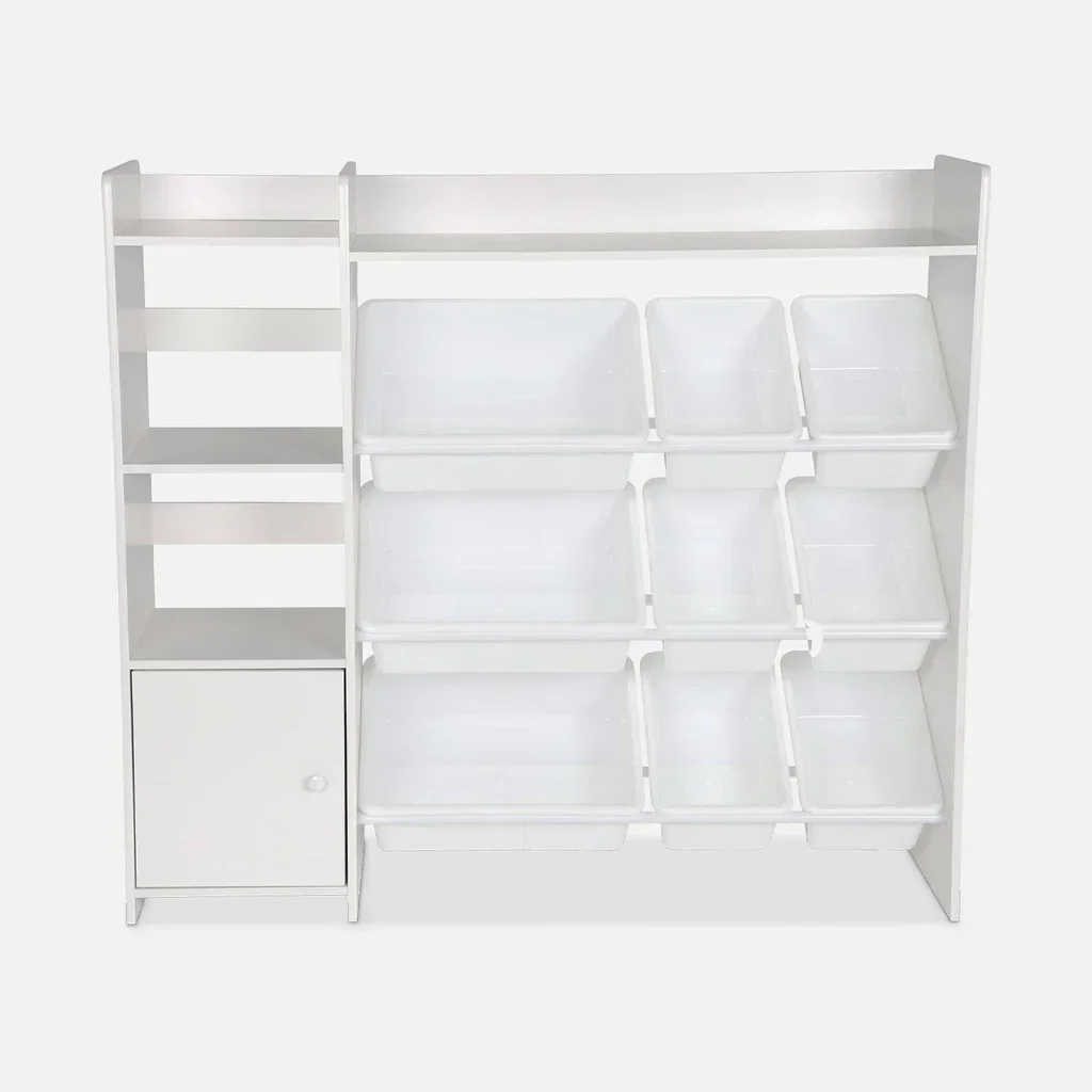 Armoire rangement enfant 9 bacs 4 étagères porte