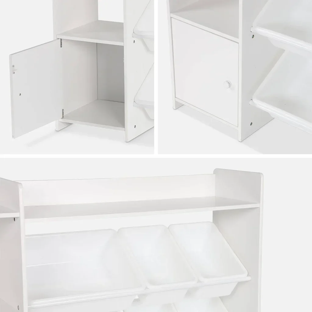 Armoire rangement enfant 9 bacs 4 étagères porte