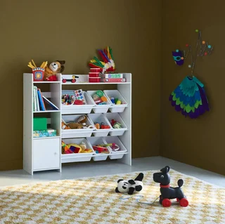 Armoire rangement enfant 9 bacs 4 étagères porte