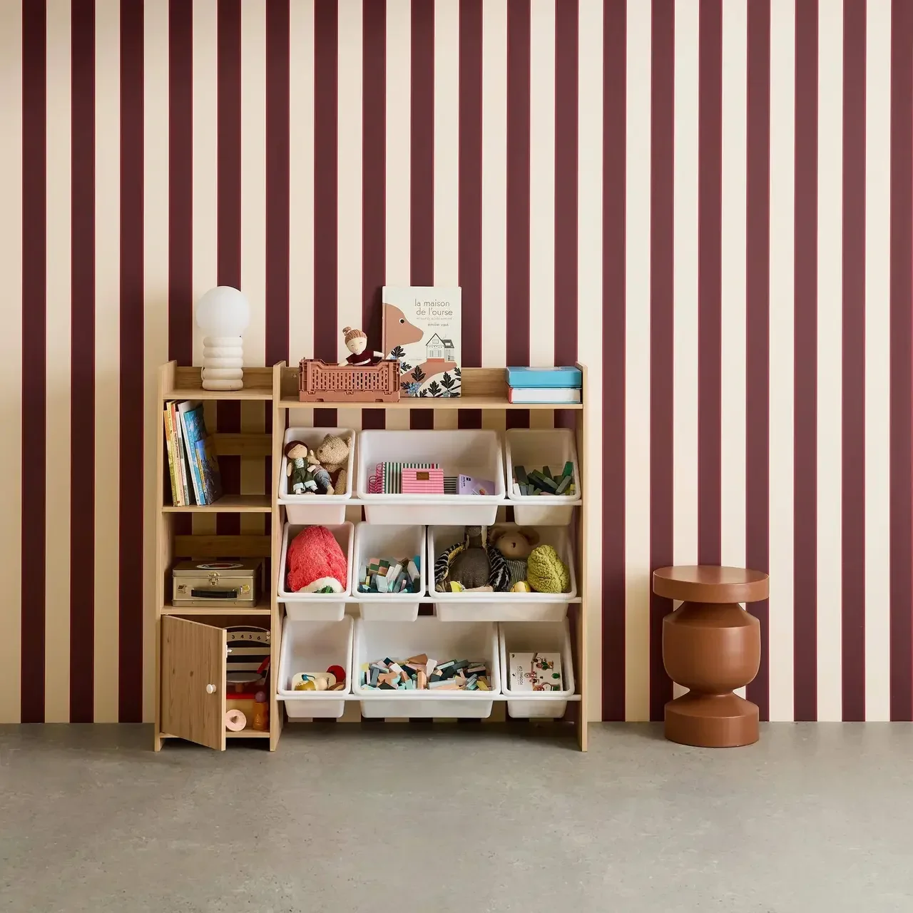 Armoire rangement enfant 9 bacs 4 étagères porte sécurité
