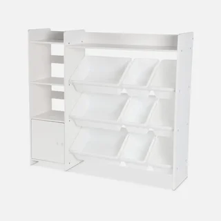Armoire rangement enfant 9 bacs 4 étagères porte