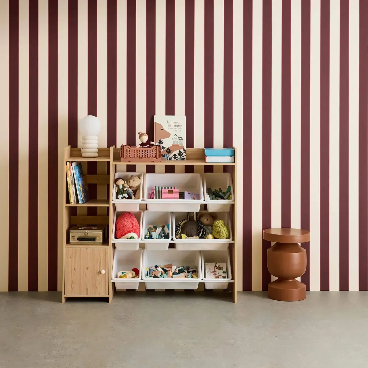 Armoire rangement enfant 9 bacs 4 étagères porte sécurité