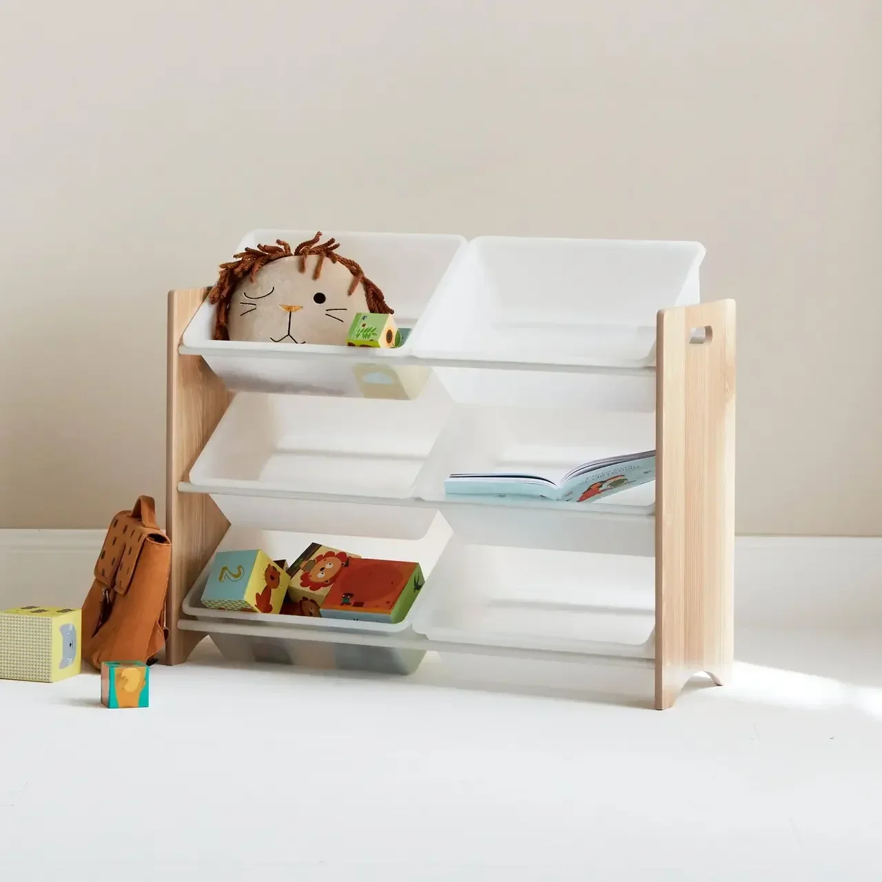 Armoire rangement jouets 6 compartiments bois Tobias