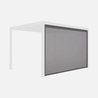 Pérgola de Aluminio Triomphe 4x3m con Almacenamiento Lateral 4m y Toldo Textilene - Cenador de Jardín con Cortina Retráctil