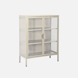 Industrielle Vitrinenschrank 2 Türen Stahl Hartglas 80 cm