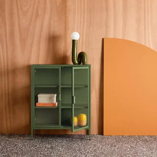 Industrielle Vitrine 2 Türen gehärtetes Glas Stahl 80 cm Arkansas Stil