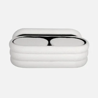 Banc coffre bouclette avec 2 poufs rangement intégré