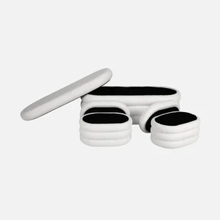 Banc coffre bouclette avec 2 poufs rangement intégré
