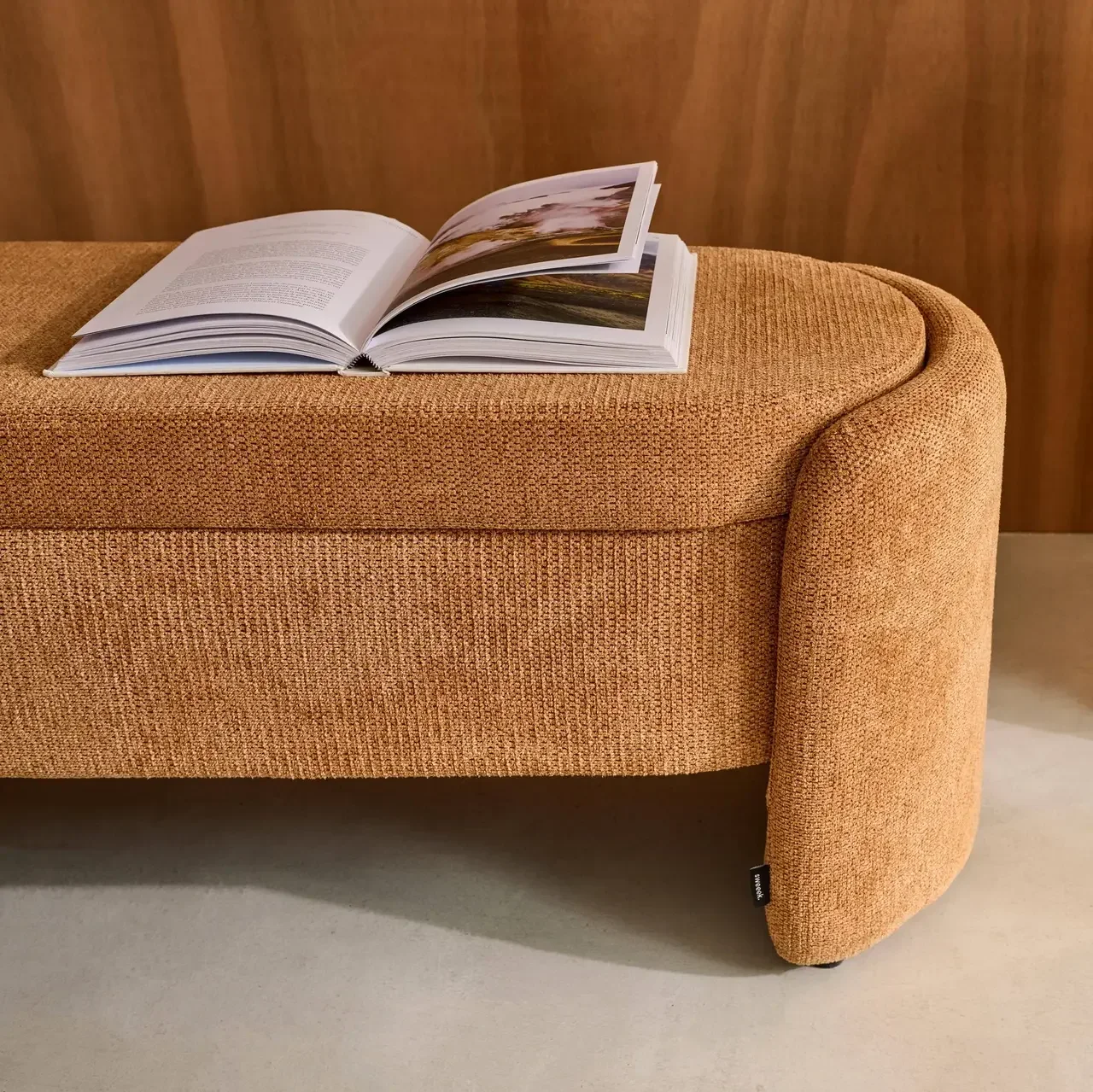 Banc coffre en tissu style contemporain pour pied de lit Kalo