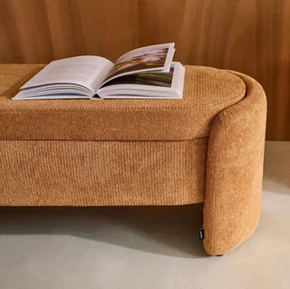 Banc coffre en tissu style contemporain pour pied de lit Kalo