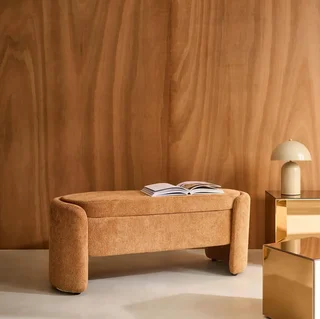 Banc coffre en tissu style contemporain pour pied de lit Kalo