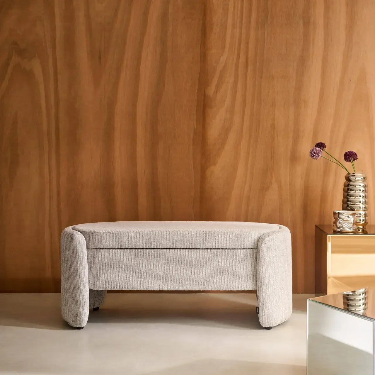 Banc coffre tissu contemporain pied de lit rangement Kalo