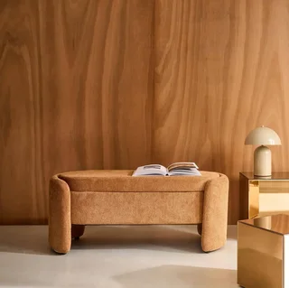 Banc coffre en tissu style contemporain pour pied de lit Kalo