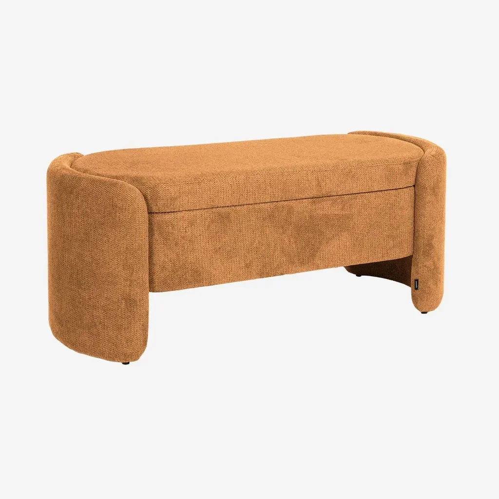 Banc coffre en tissu style contemporain pour pied de lit Kalo