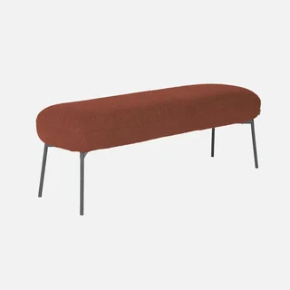 Banc d'appoint bouclette noir pieds métal bout de lit entrée salon moderne