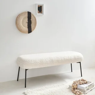 Banc d'appoint bouclette noir contemporain bout de lit entrée