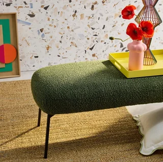 Banc d'appoint bouclette noir bout de lit design contemporain