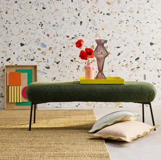 Banc d'appoint bouclette noir bout de lit design contemporain