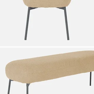 Banc d'appoint bouclette noir contemporain bout de lit entrée