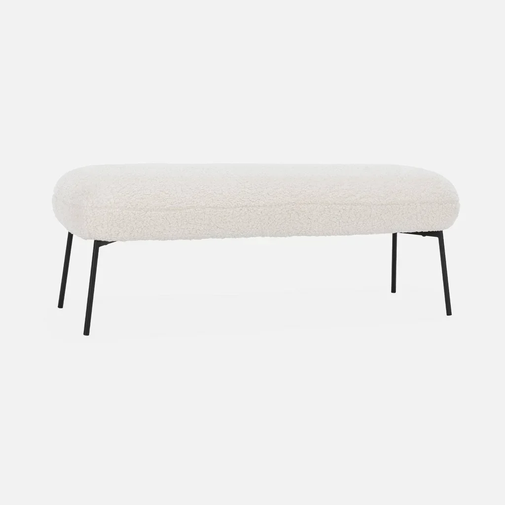 Banc d'appoint bouclette noir contemporain bout de lit entrée
