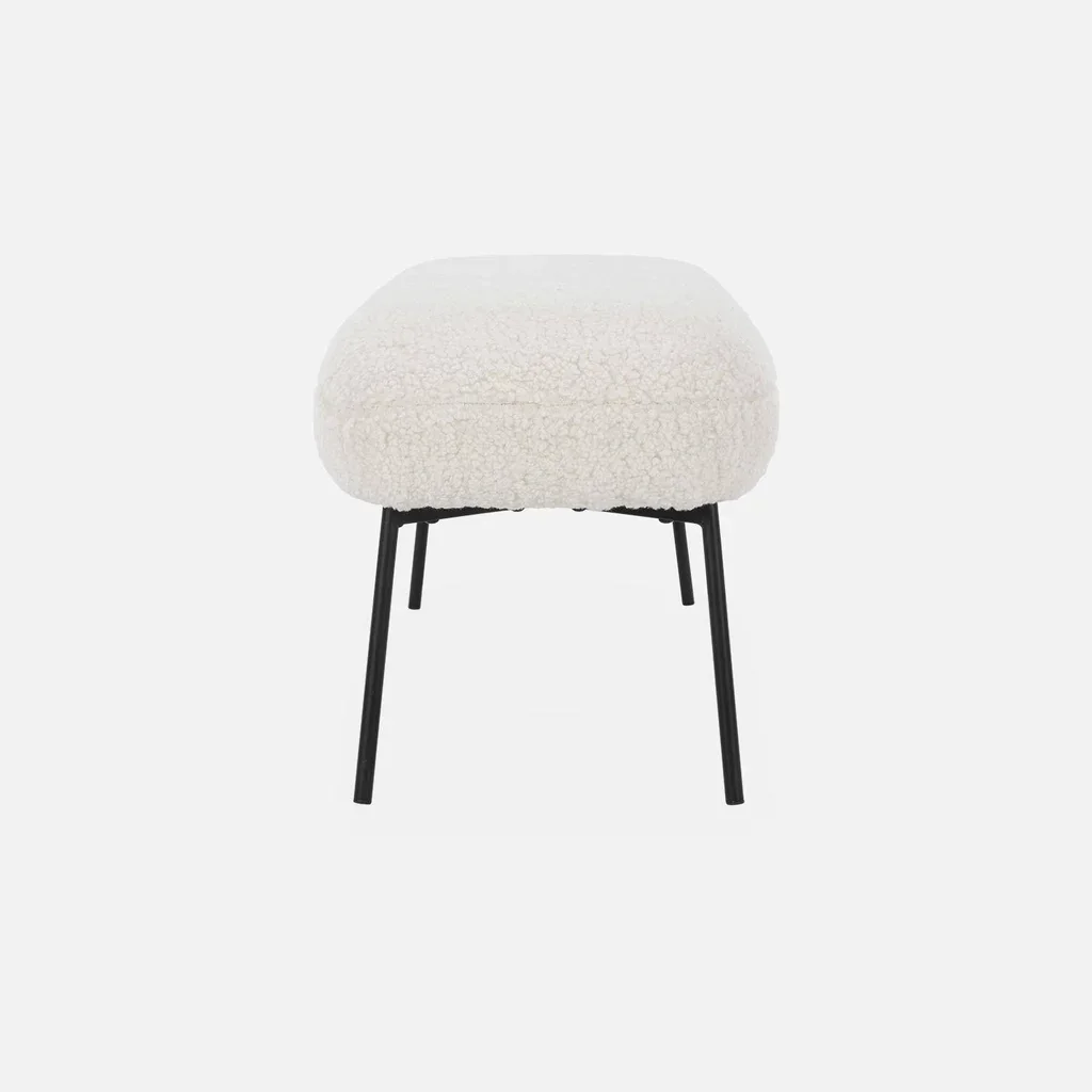 Banc d'appoint bouclette noir contemporain bout de lit entrée
