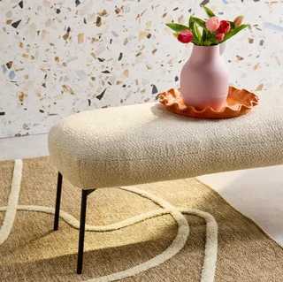 Banc d'appoint bouclette noir contemporain bout de lit entrée