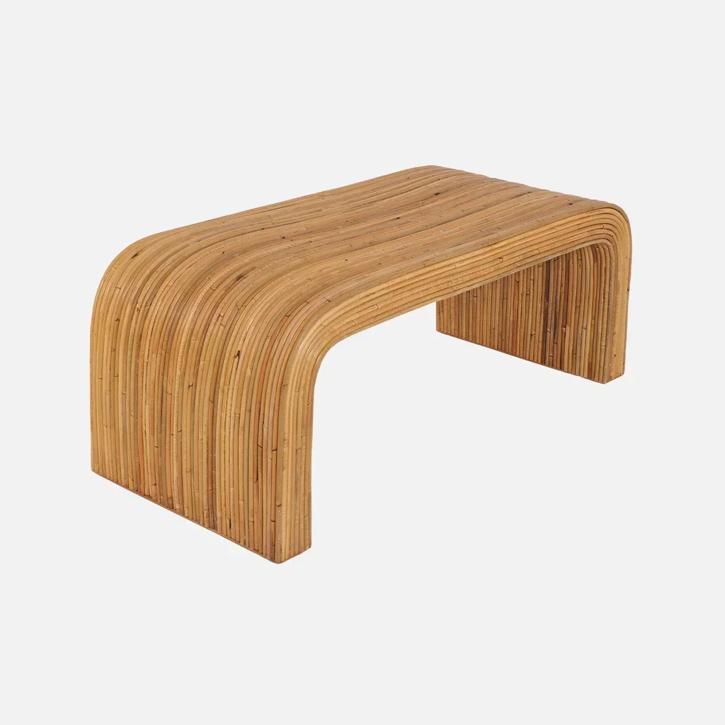 Banc d'appoint rotin naturel style exotique bout de lit entrée