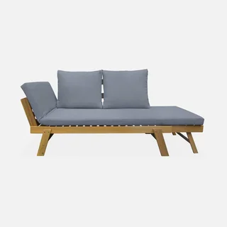 Panchina da giardino in legno di acacia 2-3 posti con braccioli pieghevoli e cuscino sfoderabile 8cm - Collezione Jalance