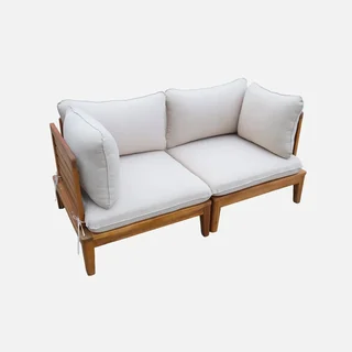 Banc de jardin 2 places modulable en acacia avec accoudoirs Yona